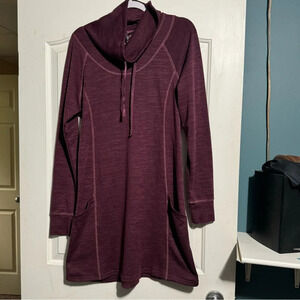 Kuhl Lea Dress Cowl Neck Midi Length Pockets  Purple Size XL